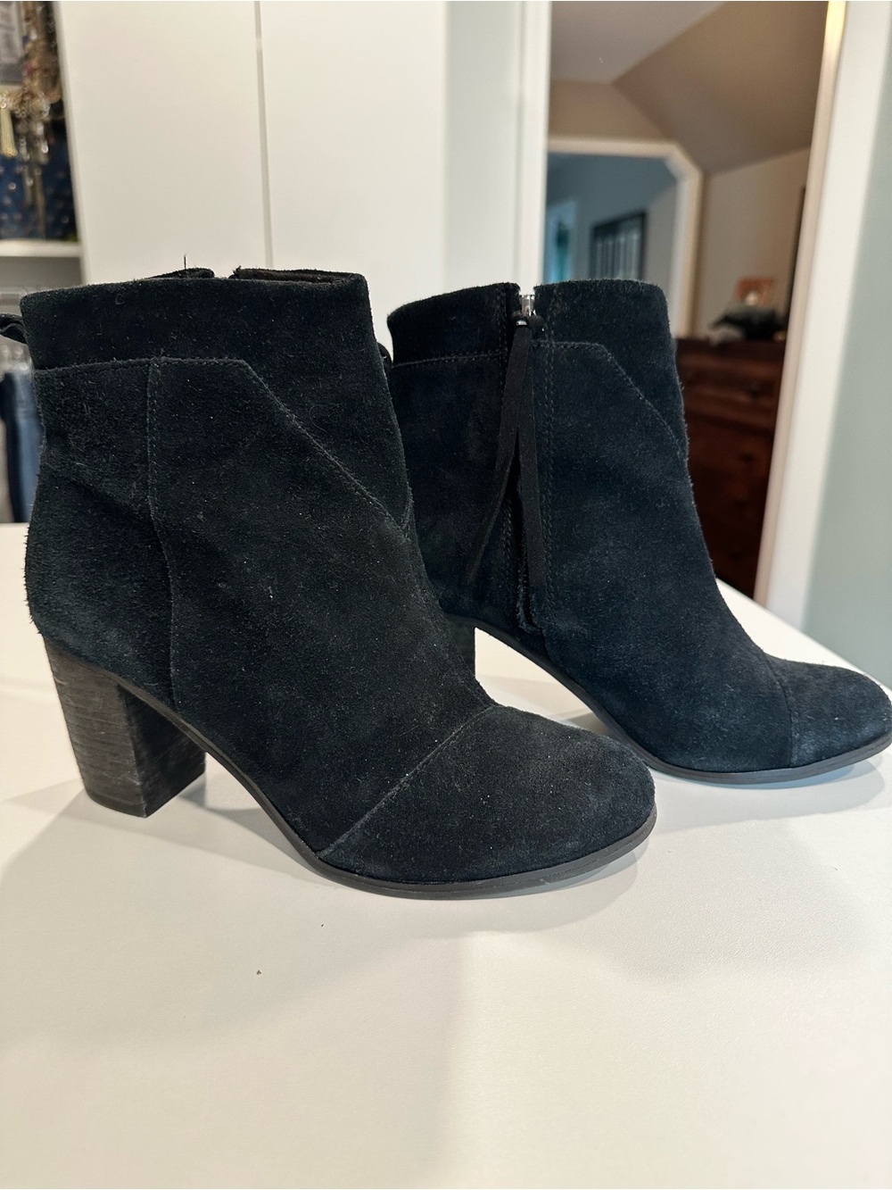 TOMS Black Suede Ankle Boots